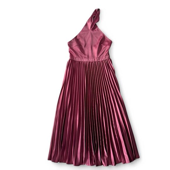 Elle Zeitoune Jayee Halter Gown Dress Burgundy Pleated Medium. Wedding. Party - Picture 3 of 12